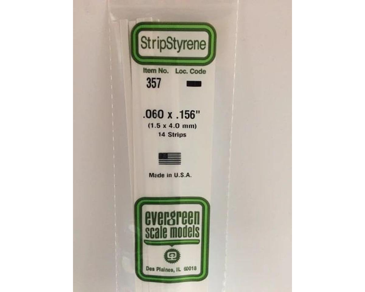 Evergreen Opaque White Styrene Strips .060" Thick, 24" Long -- .156" Wide pkg(14)
