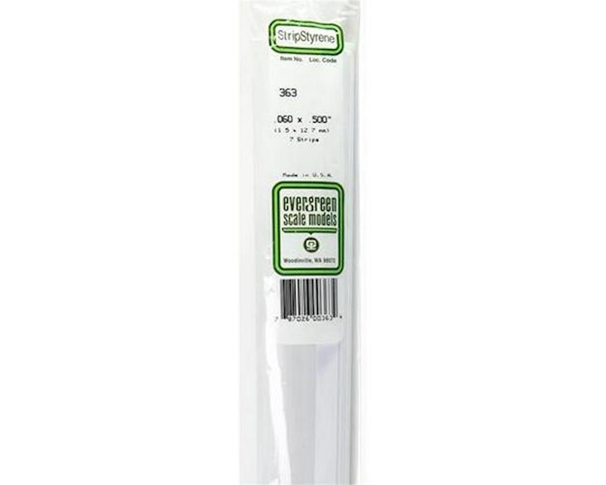 Evergreen Opaque White Styrene Strips .060" Thick, 24" Long -- .500" Wide pkg(7)
