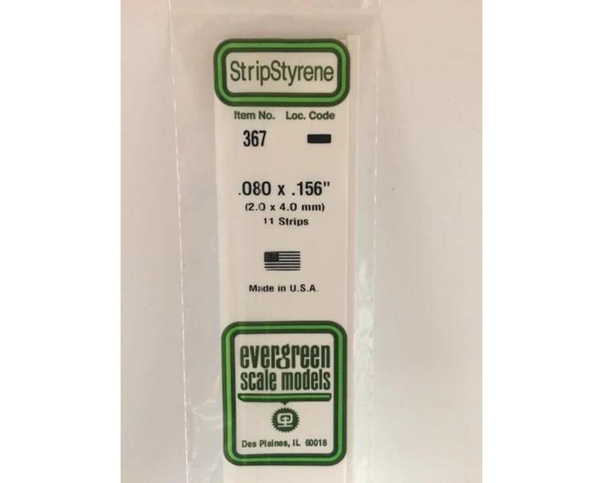 Evergreen Opaque White Styrene Strips .080" Thick, 24" Long -- .156" Wide pkg(11)