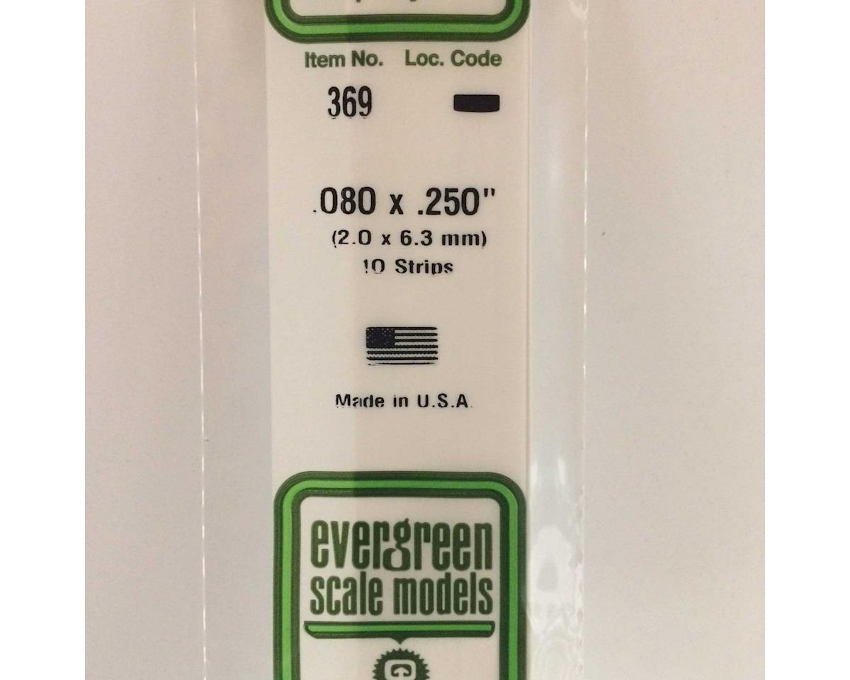 Evergreen Opaque White Styrene Strips .080" Thick, 24" Long -- .250" Wide pkg(10)