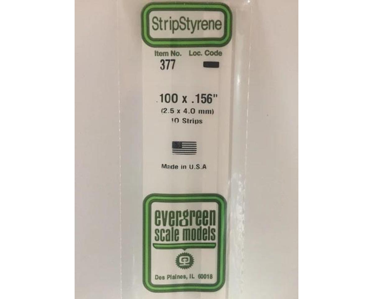 Evergreen Opaque White Styrene Strips .100" Thick, 24" Long -- .156" Wide pkg(10)