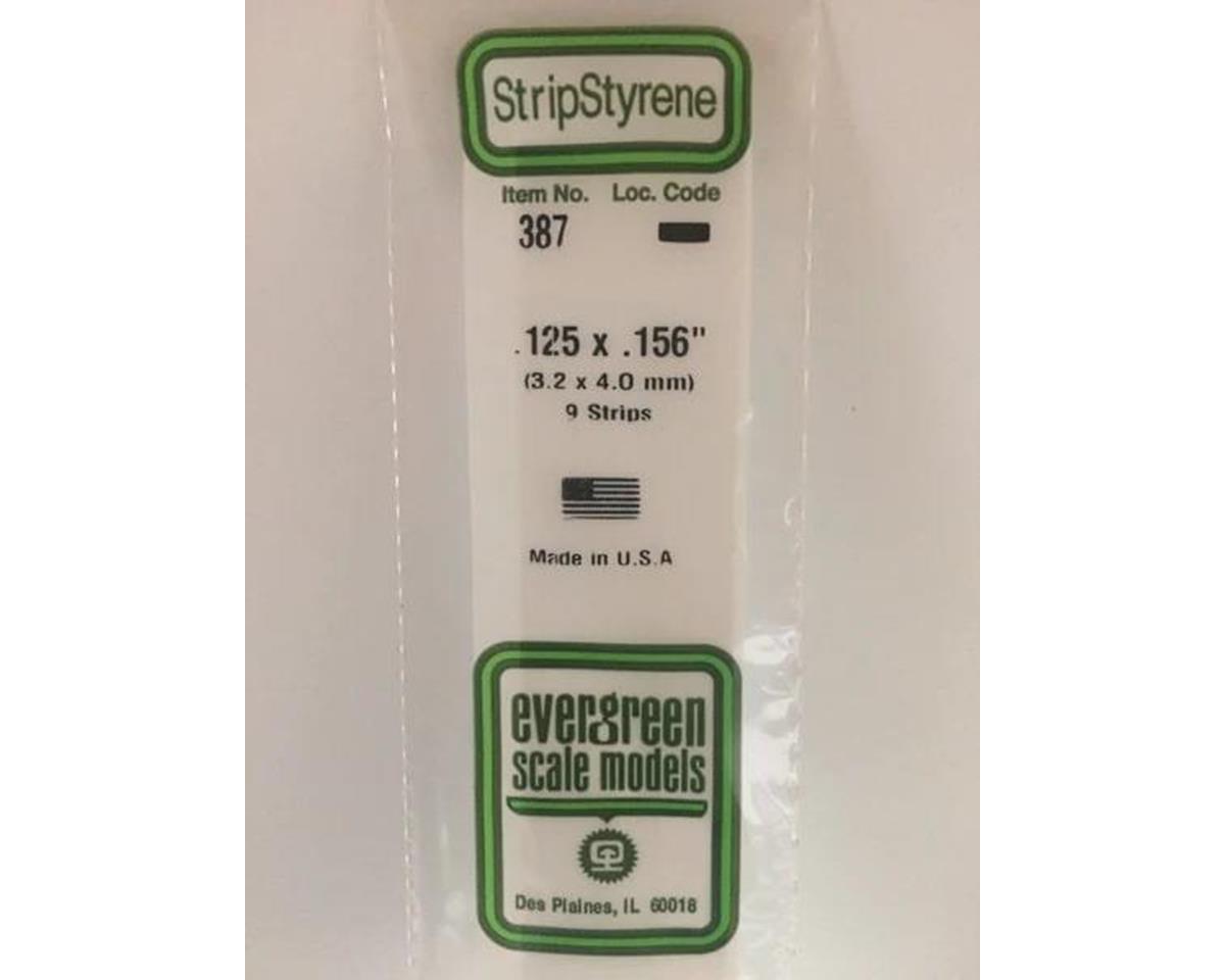 Evergreen Opaque White Styrene Strips .125" Thick, 24" Long -- .156" Wide pkg(9)