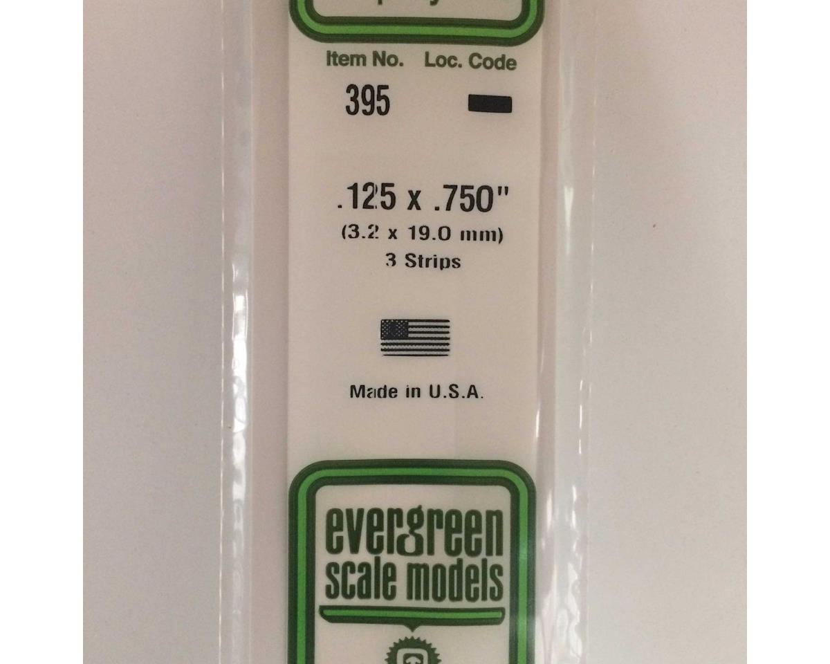 Evergreen Opaque White Styrene Strips .125" Thick, 24" Long -- .750" Wide pkg(3)