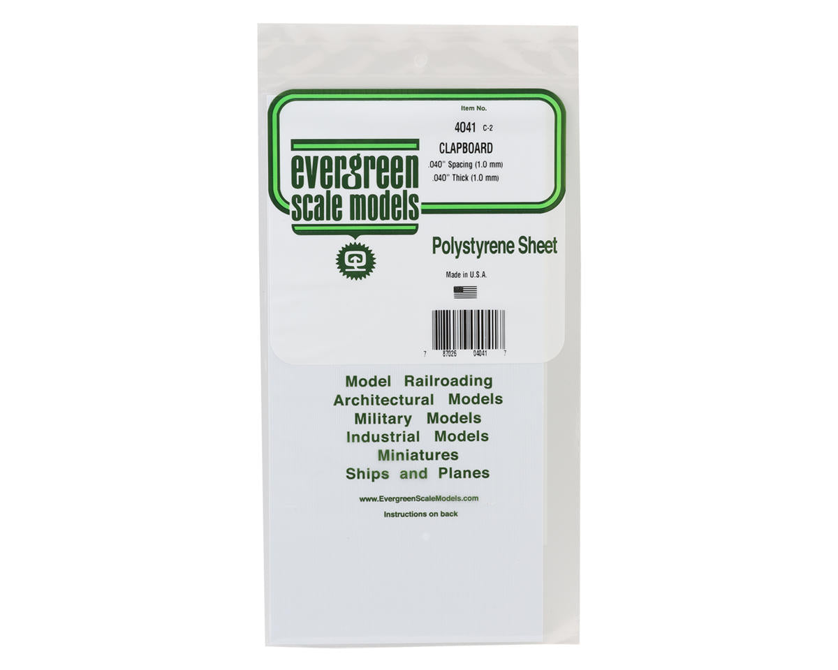 Evergreen Styrene Siding Clapboard - .040 x 6 x 12"  .1 x 15.2 x 30.5cm -- .040"  .10cm Spacing