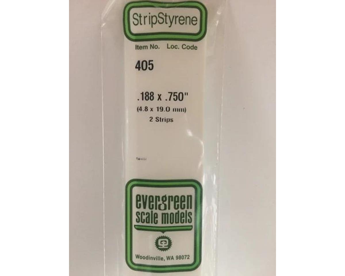 Evergreen Opaque White Styrene Strips .188" Thick, 24" Long -- .750" Wide pkg(2)