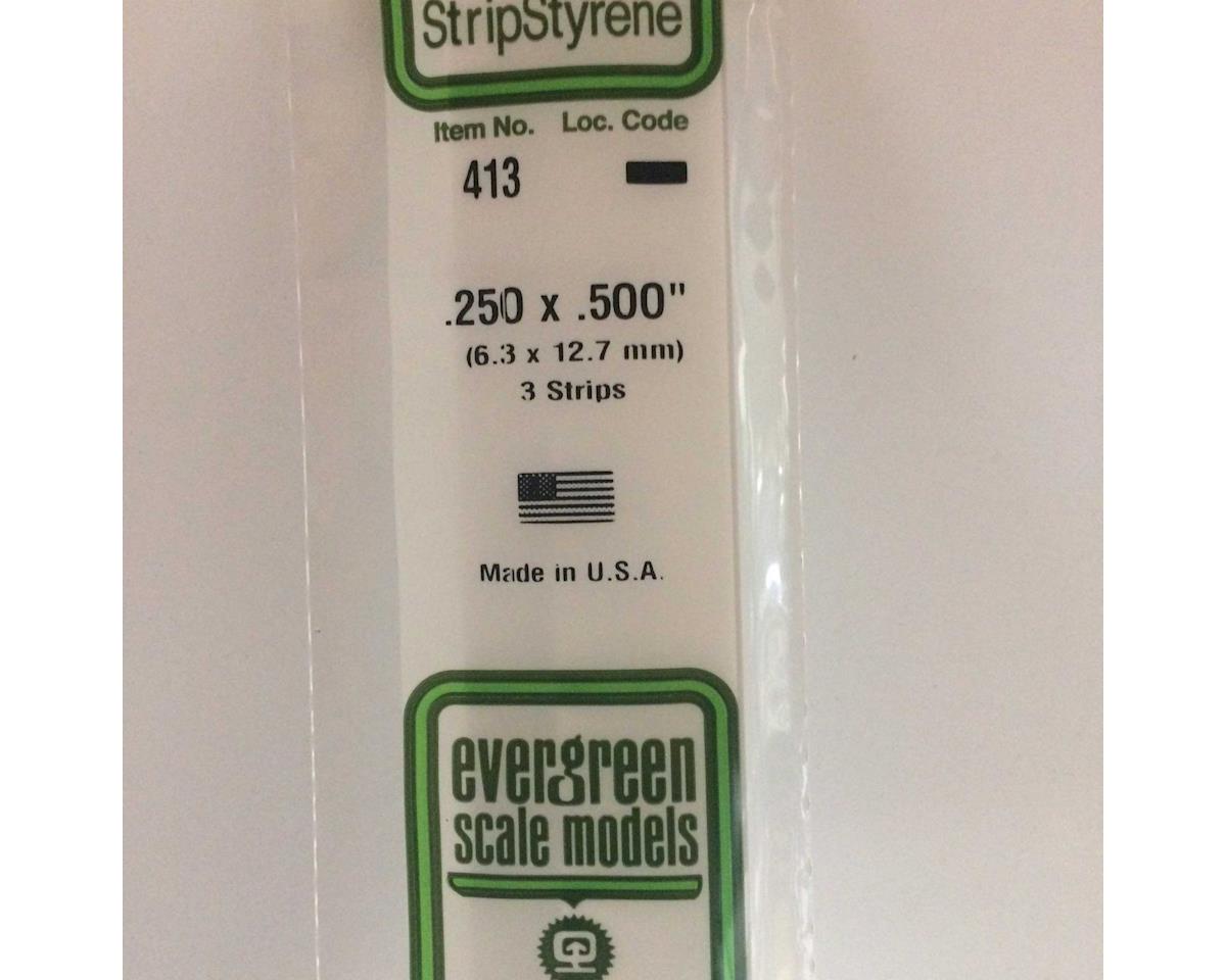 Evergreen Opaque White Styrene Strips .250" Thick, 24" Long -- .500" Wide pkg(3)