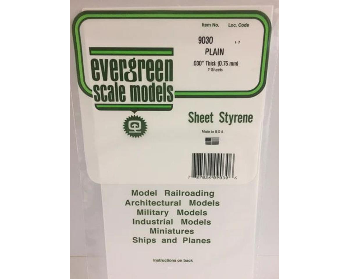 Evergreen Styrene Sheet Plain 11 x 14" 27.5 x 35cm -- .030" pkg(8)