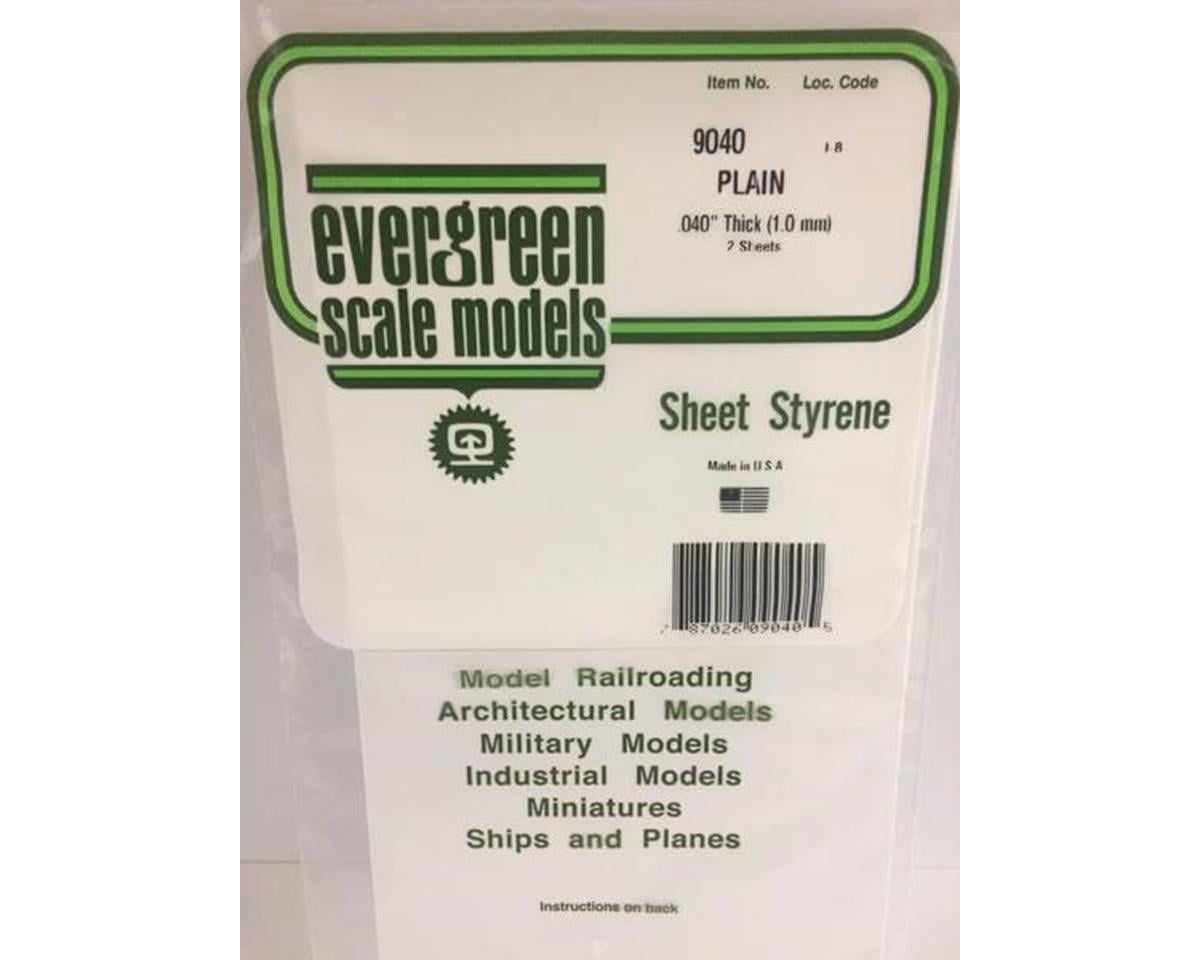Evergreen Styrene Sheet Plain 11 x 14" 27.5 x 35cm -- .040" pkg(6)