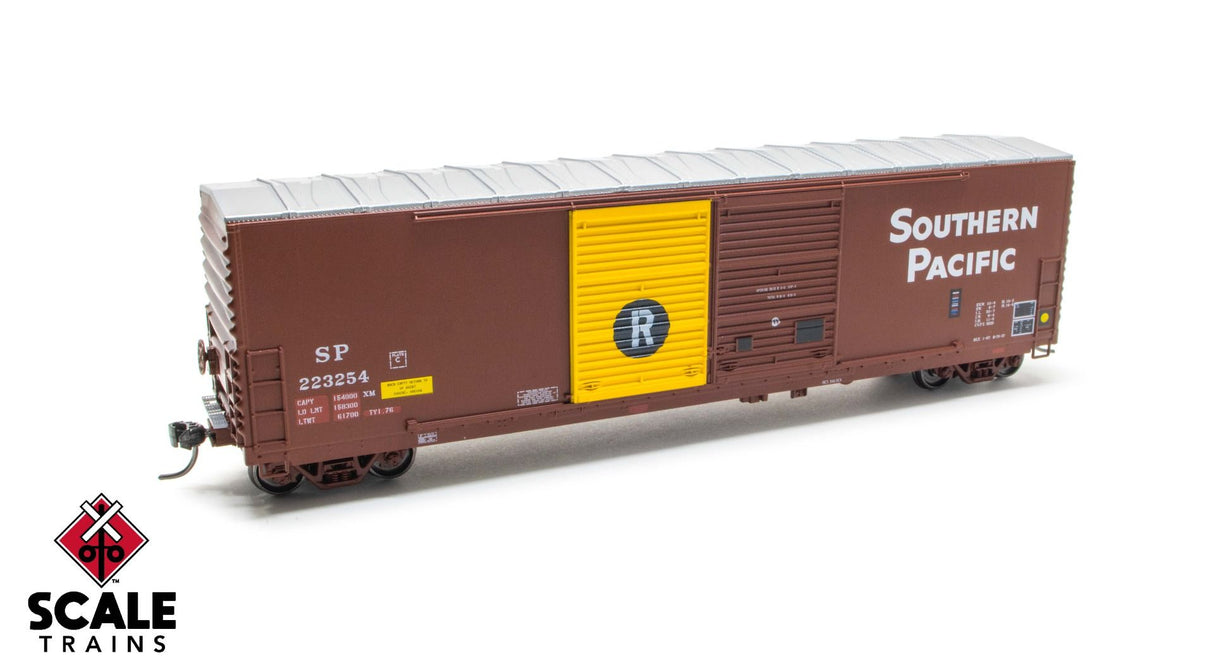 ExactRail Express HO Scale Gunderson 5200 Double-Door Boxcar, Southern Pacific/SP/Rubber Service / 223165 /