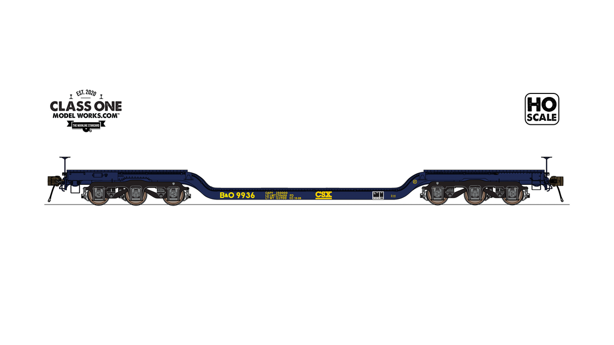 Class One Model Works GSC Heavy Duty Depressed Center Flatcar Baltimore & Ohio / CSX B&O/CSX #9936