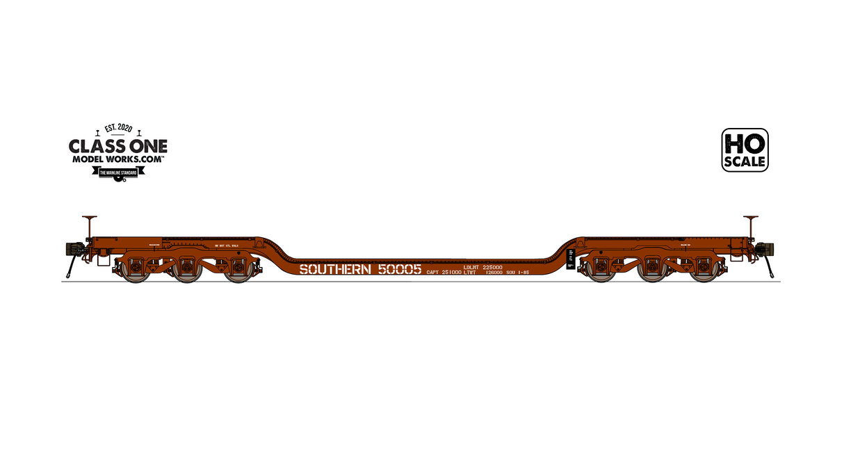 Class One Model Works GSC Heavy Duty Depressed Center Flatcar Southern SOU #50005