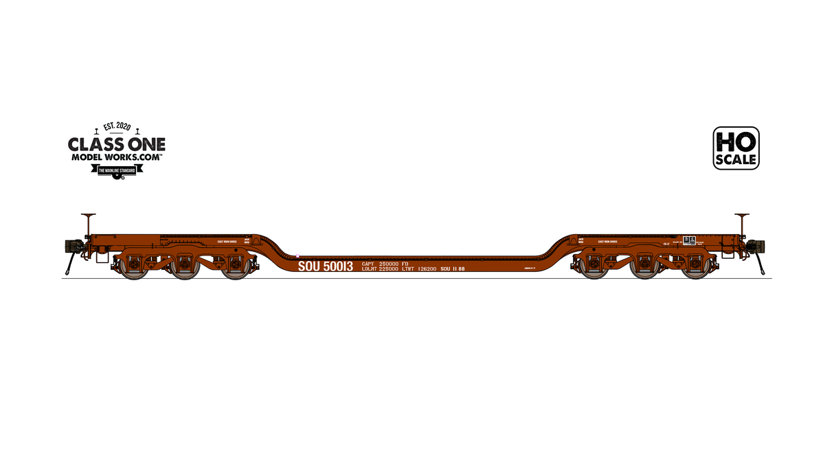 Class One Model Works GSC Heavy Duty Depressed Center Flatcar Southern SOU #50013