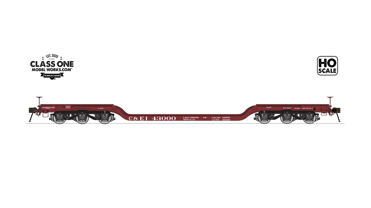 Class One Model Works GSC Heavy Duty Depressed Center Flatcar Chicago & Eastern Illinois C&EI #43000