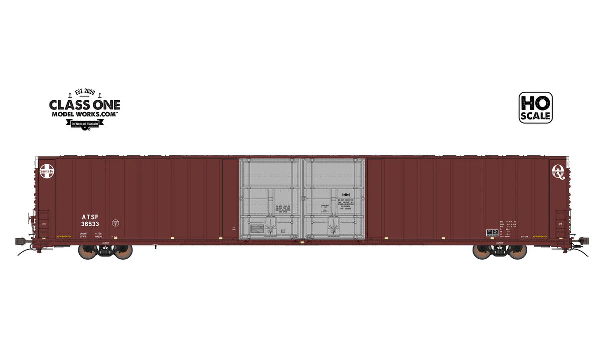THRALL 86' HIGHCUBE BOXCAR - 4 DOOR - SANTA FE - #36555