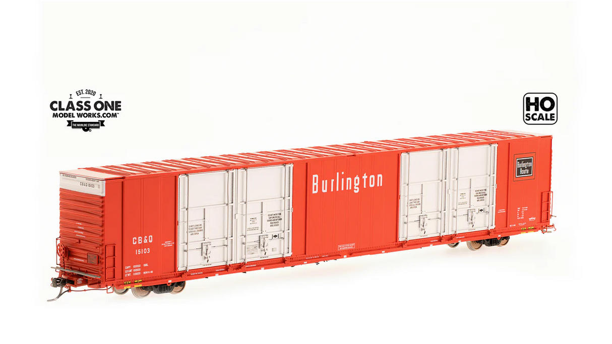 THRALL 86' HIGHCUBE BOXCAR - 8 DOOR - CHICAGO BURLINGTON & QUINCY - #15107