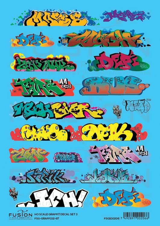 Fusion Scale Graphics HO Graffiti Decal Set -- Set #3