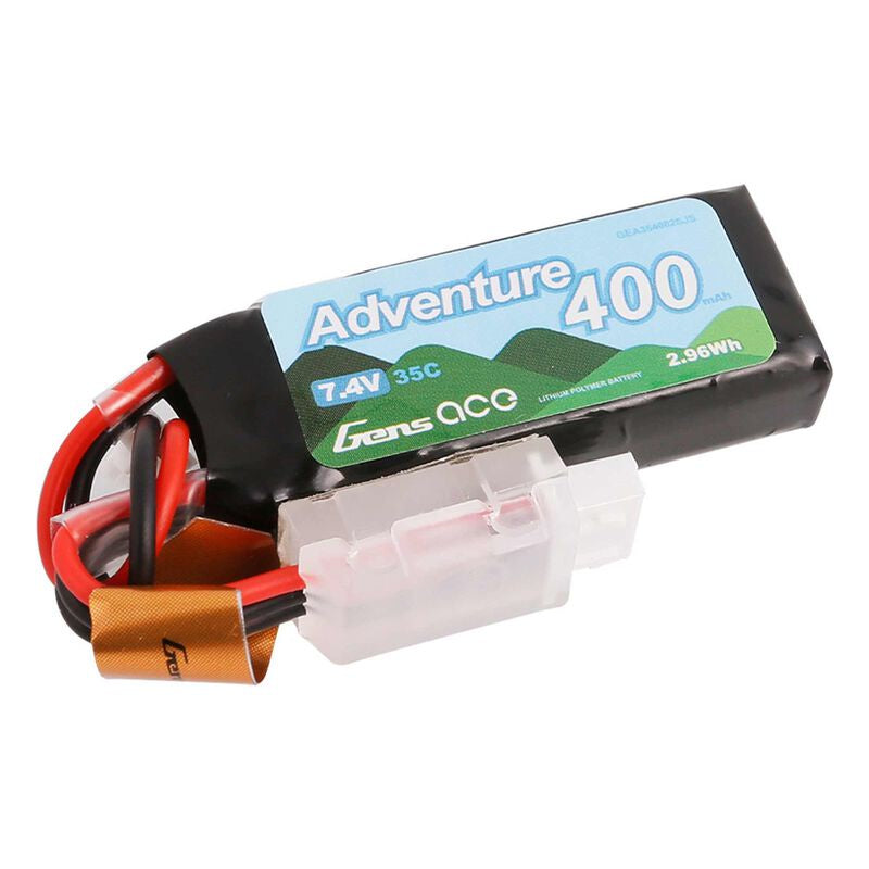 Gens Ace 400mAh 2S 7.4V 35C Lipo battery for SCX24 - GEA354002SJS