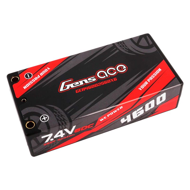 Gens Ace 4600mAh 2S 7.4V 60C shorty/4mm bullet - GEA46002S60X6