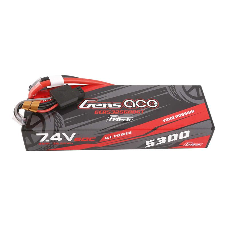 Gens Ace G-tech 5300mAh 7.4V 60C 2S1P HardCase Lipo, Deans