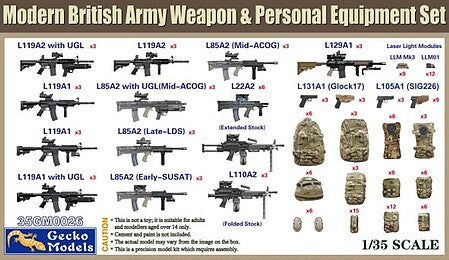 Gecko Models 1/35 MODERN BRITISH ARMY WEAPON & PERSONAL EQUIPMENT SET - GKO350026