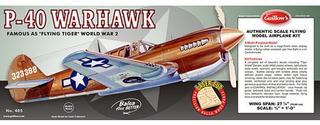 Guillows Curtiss P40 Warhawk Laser Cut Balsa Kit - GUI405LC