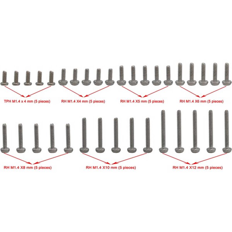 Hot Racing M1.4 Round Head Screw Set, for Axial SCX24 (35pcs) - HRASXTF14MSS