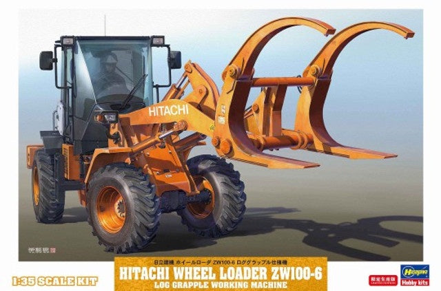 Hitachi ZW100-6 Log Grapple Wheel Loader Construction Machinery (Ltd Edition) 1/35 Hasegawa