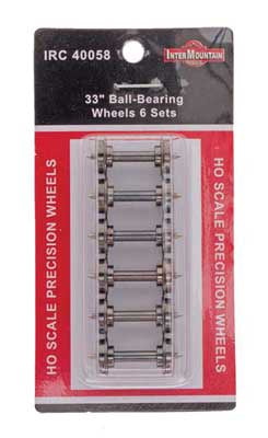 Intermountain Railway HO Blackened Brass Ball Bearing Insulated Wheel Sets pkg(6) -- 33" - IMR40058
