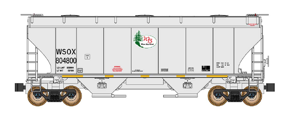 Trinity 3281 2-Bay Covered Hopper - Ready to Run -- First Union Rail WSOX (gray, Winn Bay Sand Logo)
