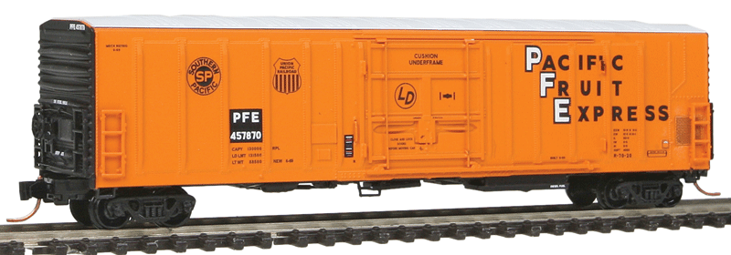 Intermountain N R-70-20 Mechanical Reefer w/Keystone Underframe & Early Roof - Ready to Run -- Pacific Fruit Express (orange, black, white, black Reporting Mark Field)