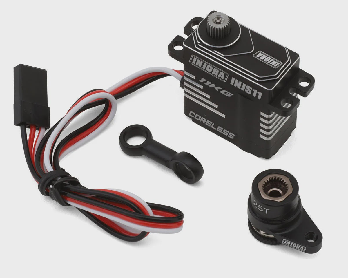 Injora INJS11 Aluminum High Voltage Micro Servo Set (Grom/NASCAR) w/Aluminum Servo Saver (25T)