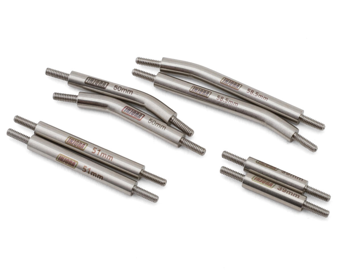 Injora Axial SCX24 Stainless Steel High Clearance Suspension Links Set (Silver) (132mm Wheelbase) (C10/JLU/Bronco/Base Camp/4Runner)INJSCX24-90SR