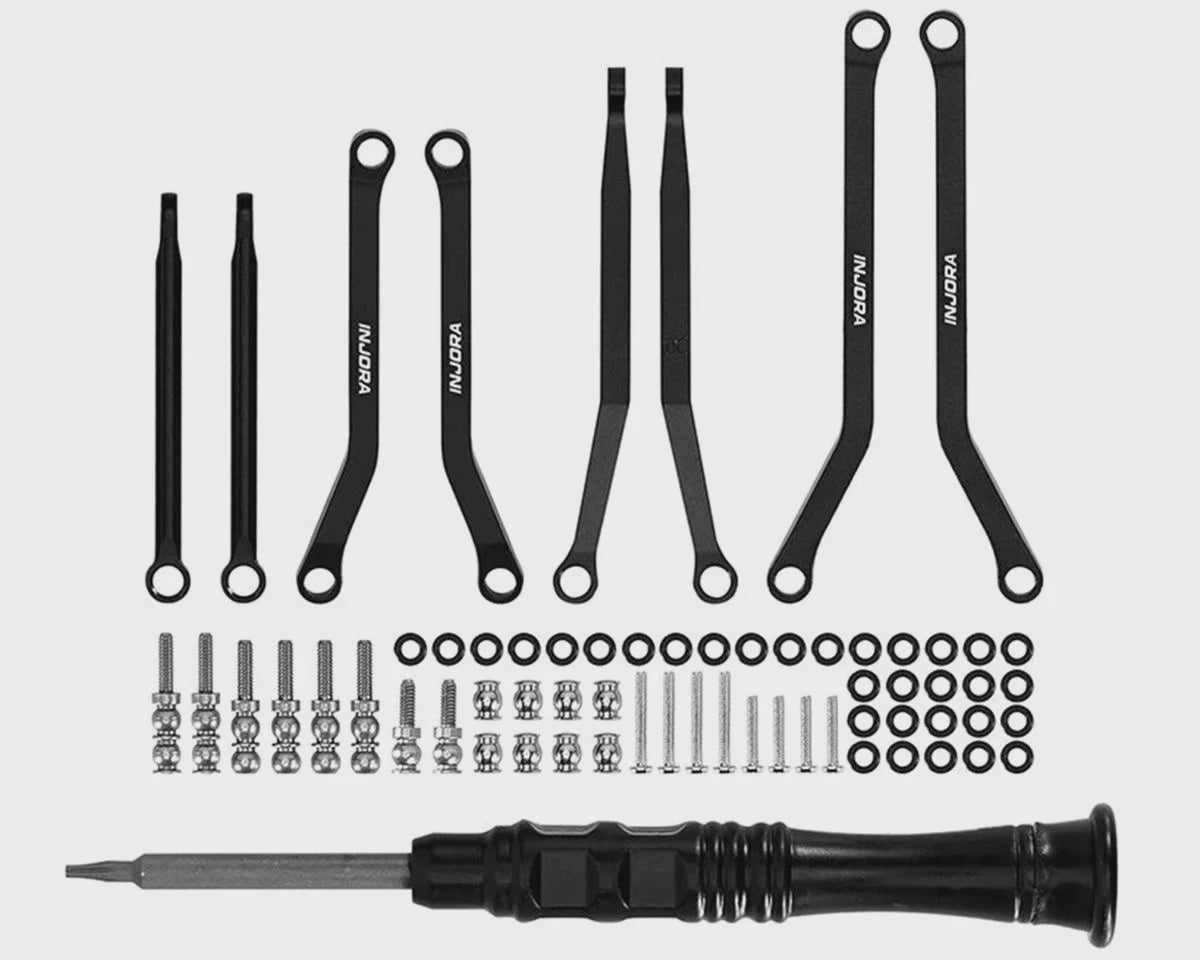 Injora Axial SCX30 Aluminum High Clearance Suspension Links Set (Black)
