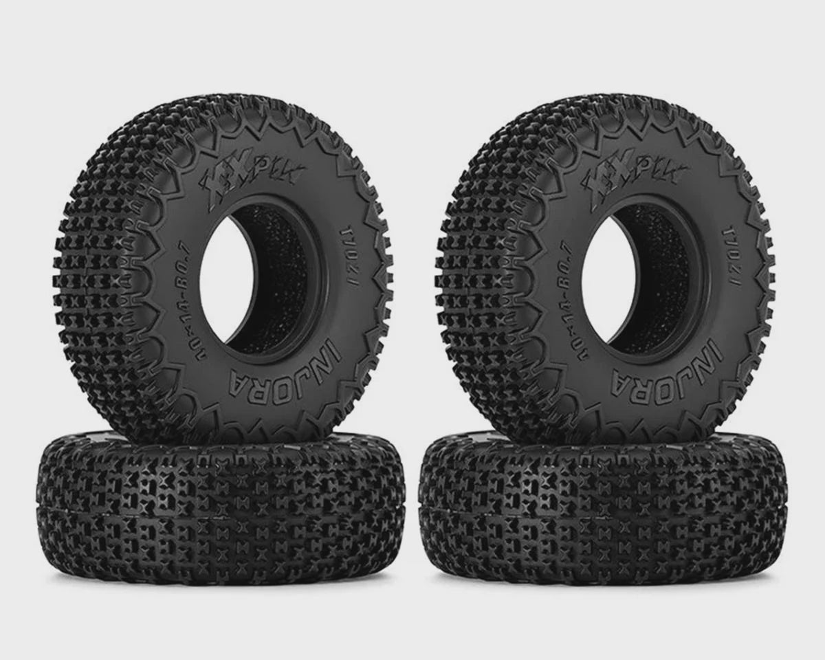 Injora Axial SCX30 0.7" XHX Pin Micro Rock Crawler Tires (4) (40mm OD) (S5) w/Foam Inserts