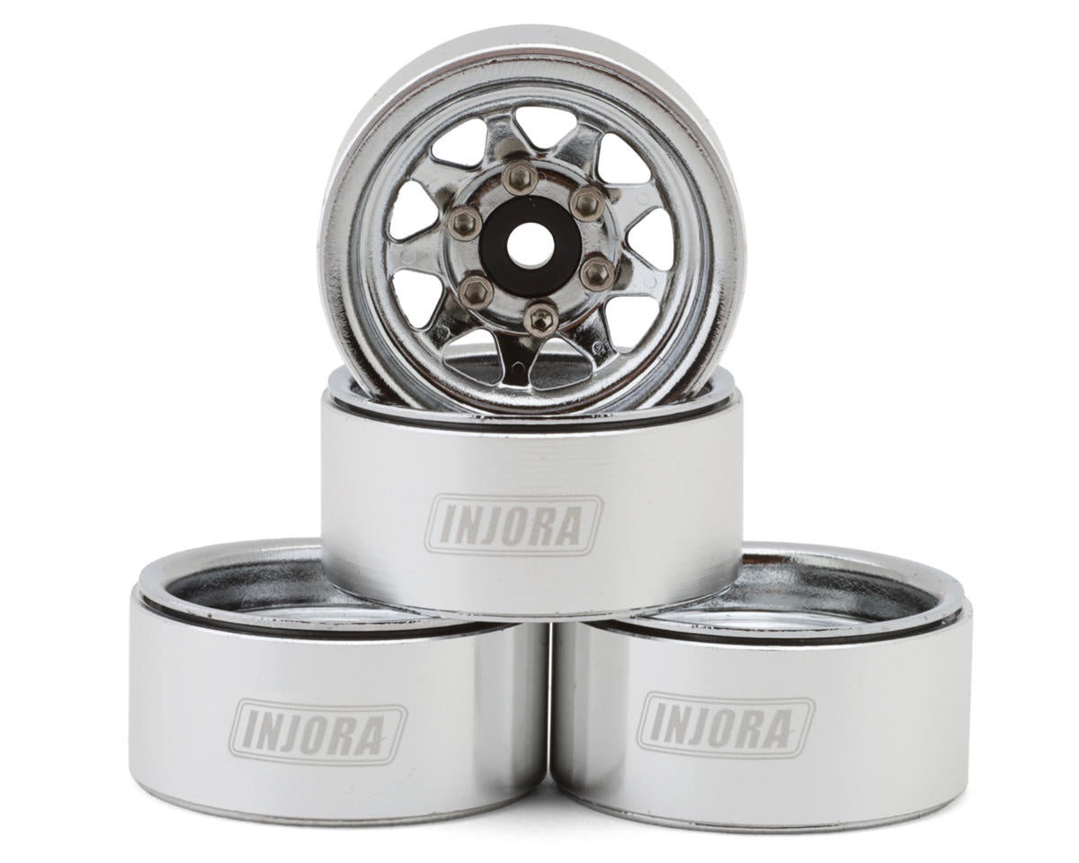 Injora 1.0" Deep Dish Stamped Steel Micro Rock Crawler Beadlock Wheels (15g ea) (Silver) (4)INJYQW-1004SR