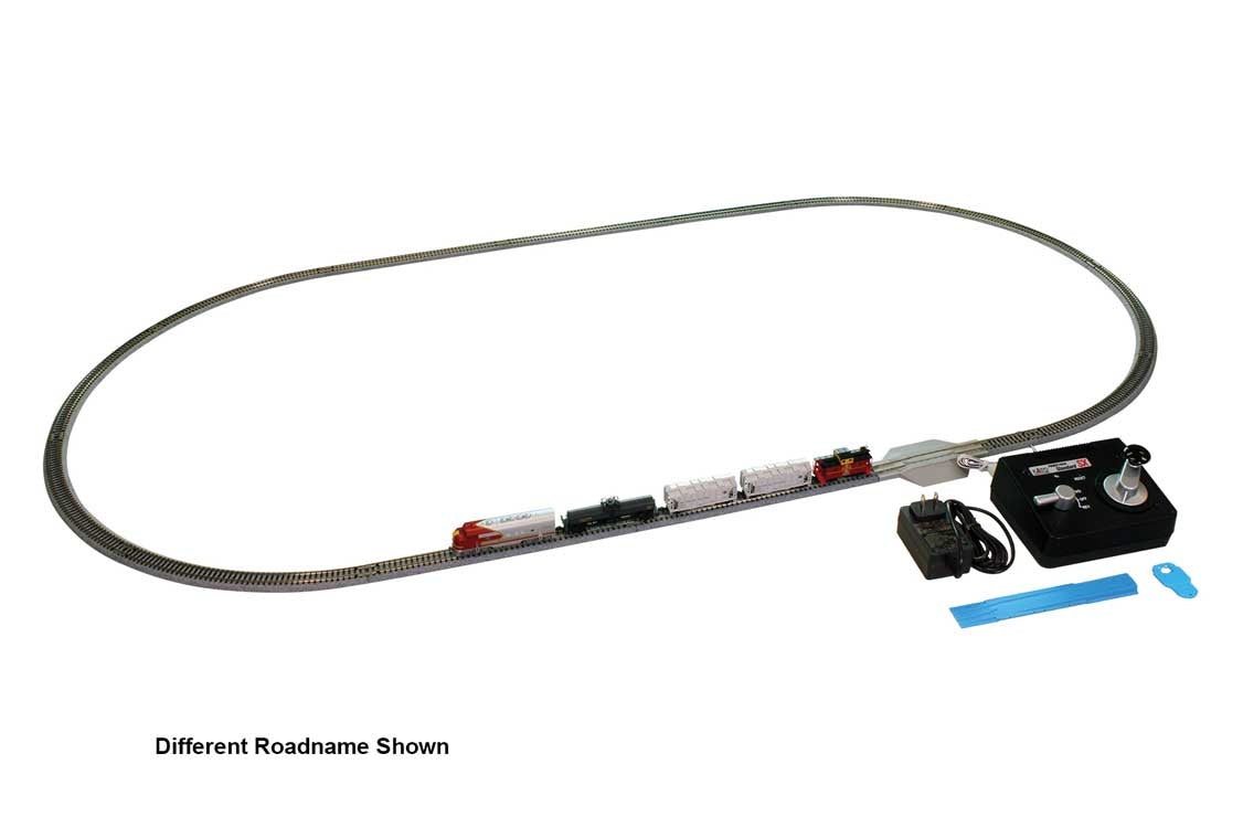 Kato N 106-0050 Freight Train Starter Set - Standard DC -- Union Pacific EMD F7, 4 Cars, Unitrack Oval, Power Pack SX