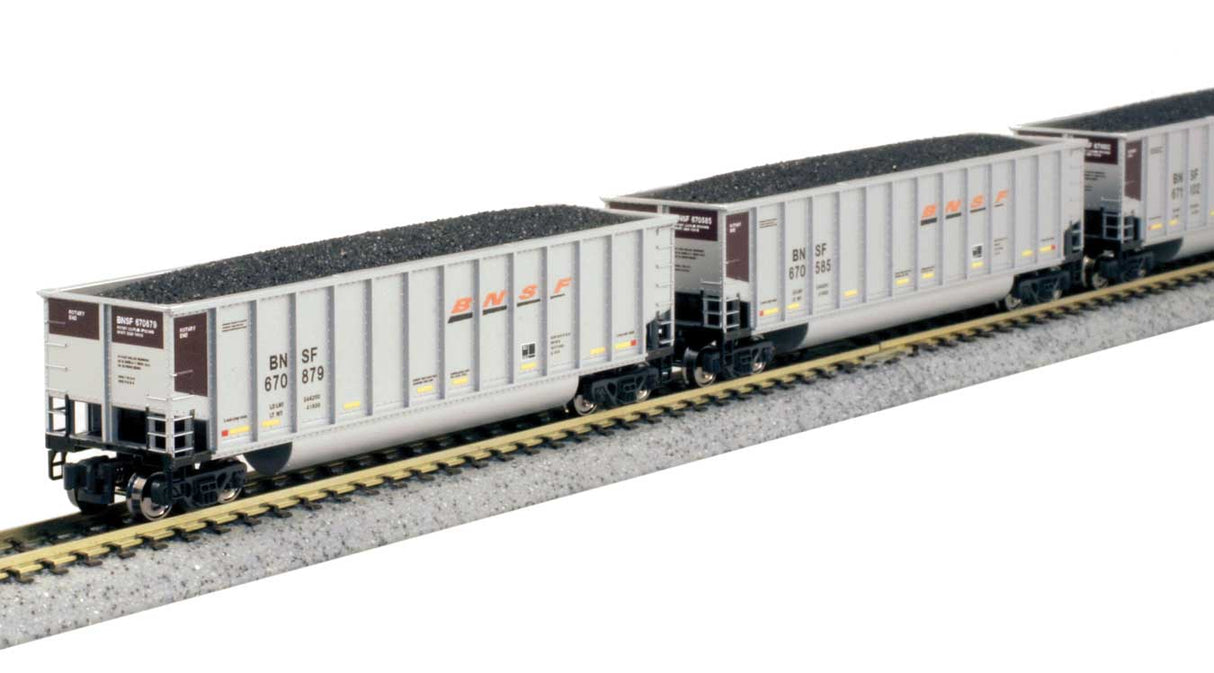 Kato 106-4633 N BethGon Coalporter 8-Pack - Ready to Run -- BNSF Railway (silver, Boxcar Red, orange, black, Wedge Logo)