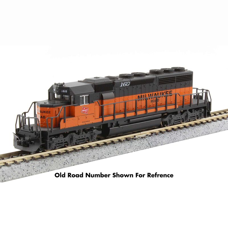 Kato N EMD SD40-2 Early Production - Standard DC -- Milwaukee Road #130 (orange, black, Large Lettering)