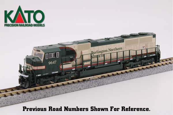 EMD SD70MAC w/Cab Headlight - Standard DC -- Burlington Northern Santa Fe #9647 (Early Merger Warbonnet, cream, green)
