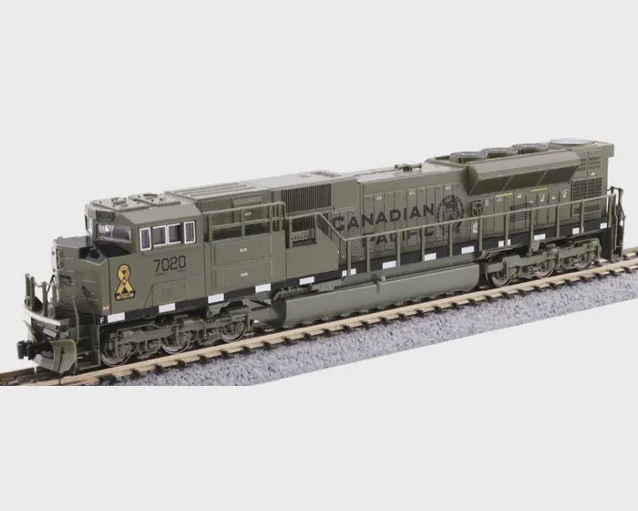 Kato 176-8541DCC N EMD SD70ACU - DCC Installed -- Canadian Pacific #7020 (Military Heritage, green, black, yellow ribbon)