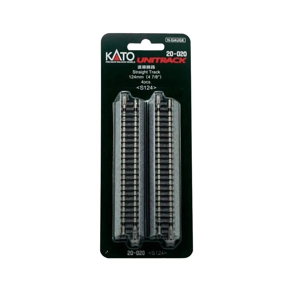 Kato Straight Roadbed Track Section - Unitrack -- 4-7/8" 12.4cm pkg(4) - KAT20020
