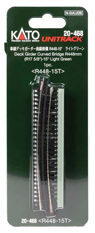 Kato 20-468 N Curved Deck Girder Bridge - Unitrack -- Light Green 17.6" Radius R448 15-Degree