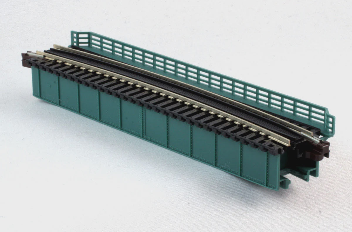 Kato Single-Track Curved Deck-Girder Bridge, Code 80 Track - Assembled - Unitrack -- 19" 481mm Radius, 15 Degrees (green) - KAT20471