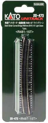 Kato 20-473 N Curved Deck Girder Bridge - Unitrack -- Light Green 19" Radius R481 15-Degrees