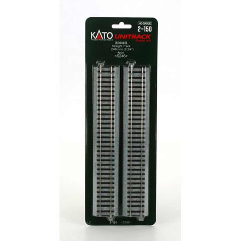 Kato 2-150 HO Straight Roadbed Track Section - Unitrack -- 9-3/4" 246mm pkg(4) - KAT2150