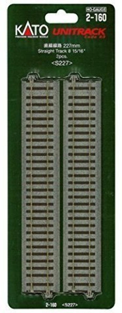 Kato 2-160 HO Straight Roadbed Track Section - Unitrack -- 8-15/16" 227mm pkg(2) - KAT2160