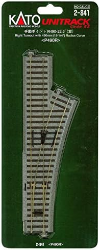 Kato Manual Turnout - Unitrack -- Right Hand 9-3/4" 246mm Long, 19-1/4" 490mm Radius - KAT2841