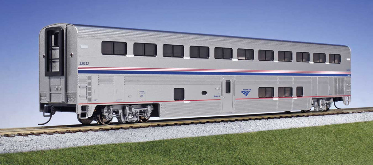 Kato HO Superliner I Sleeper - Ready to Run -- Amtrak #32058 (Phase IV; silver, blue, red)
