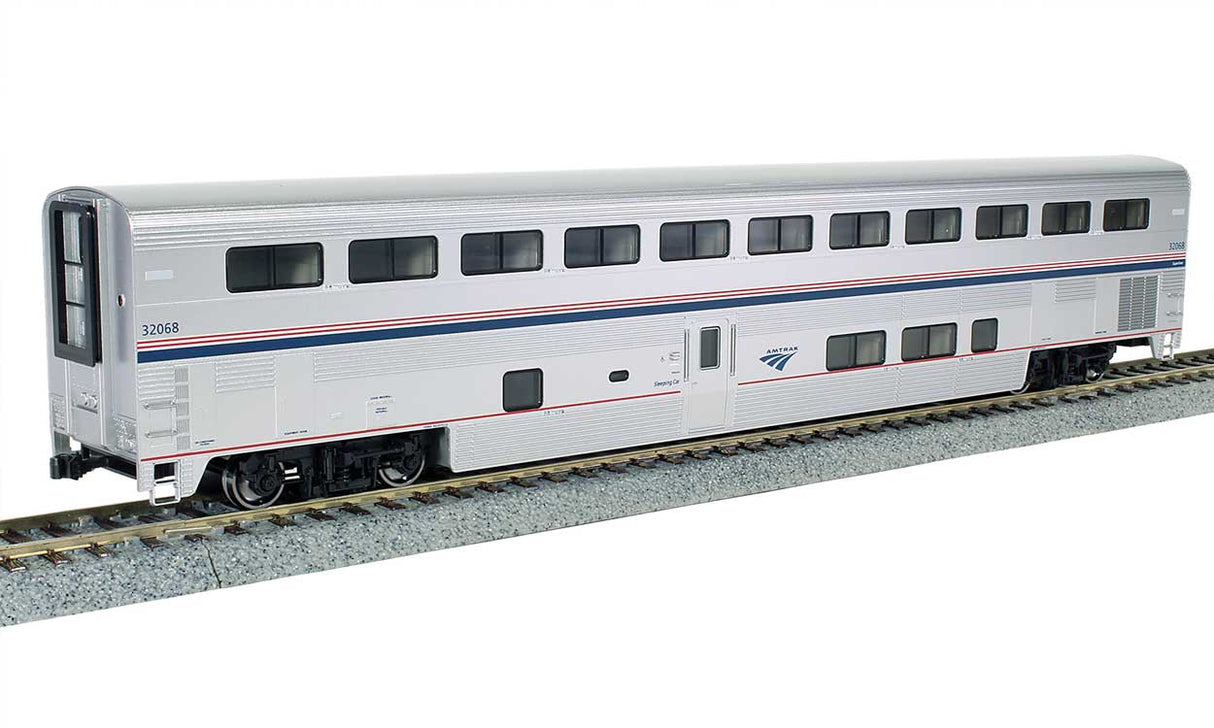 Kato HO Superliner I Sleeper - Ready to Run -- Amtrak #32009 George M Pullman (Phase VI; silver, blue, red)