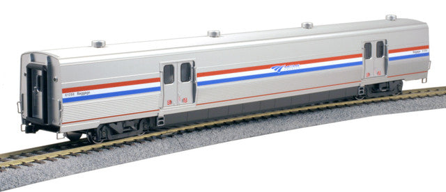 Kato HO Viewliner II Baggage Car - Ready to Run -- Amtrak #61058 (Phase III Heritage; silver, blue, white, red) - KAT356212